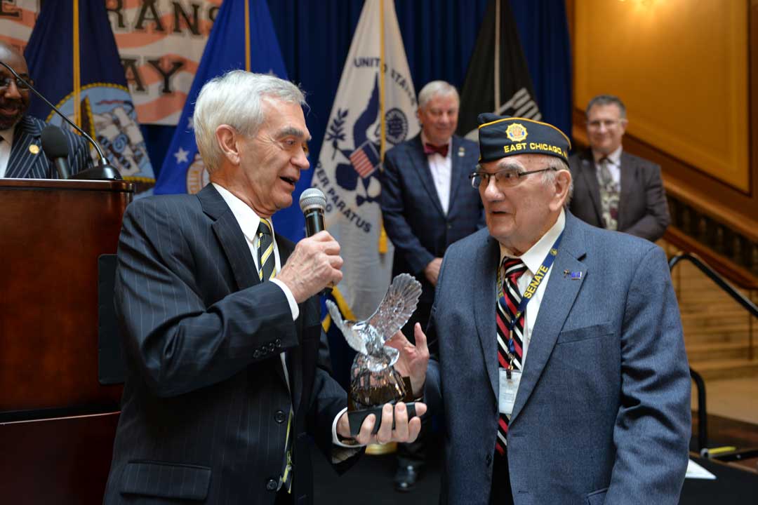 Image: Mrvan honored with Service Before Self Award at Indiana Military and Veterans Legislative Day