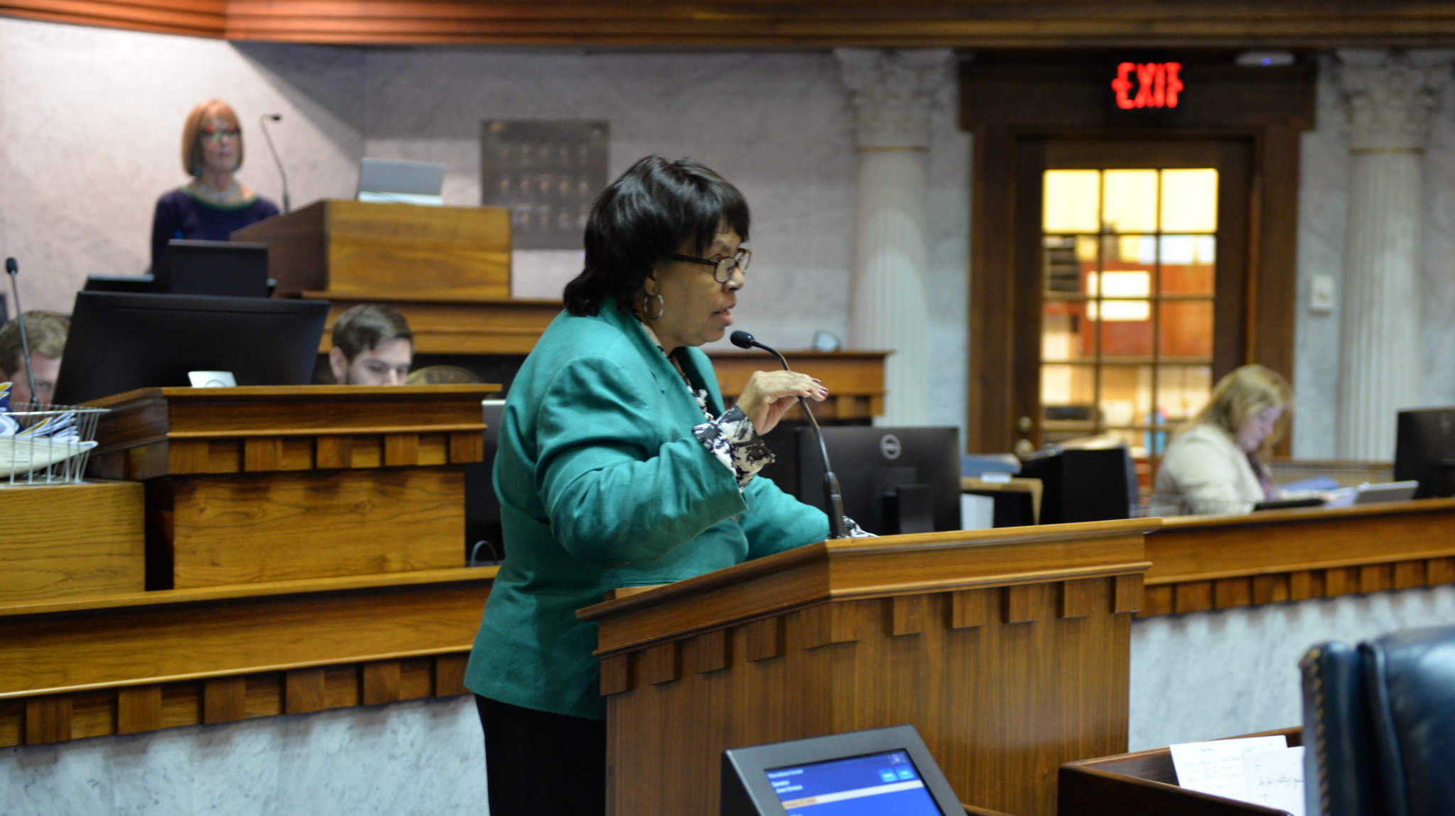 Image: Senator Breaux addresses the need to increase lead testing for children